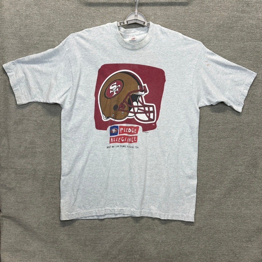 VTG 90s SF 49ers Football T Shirt Adult XL Pledge‎ Allegiance Fruit of the Loom